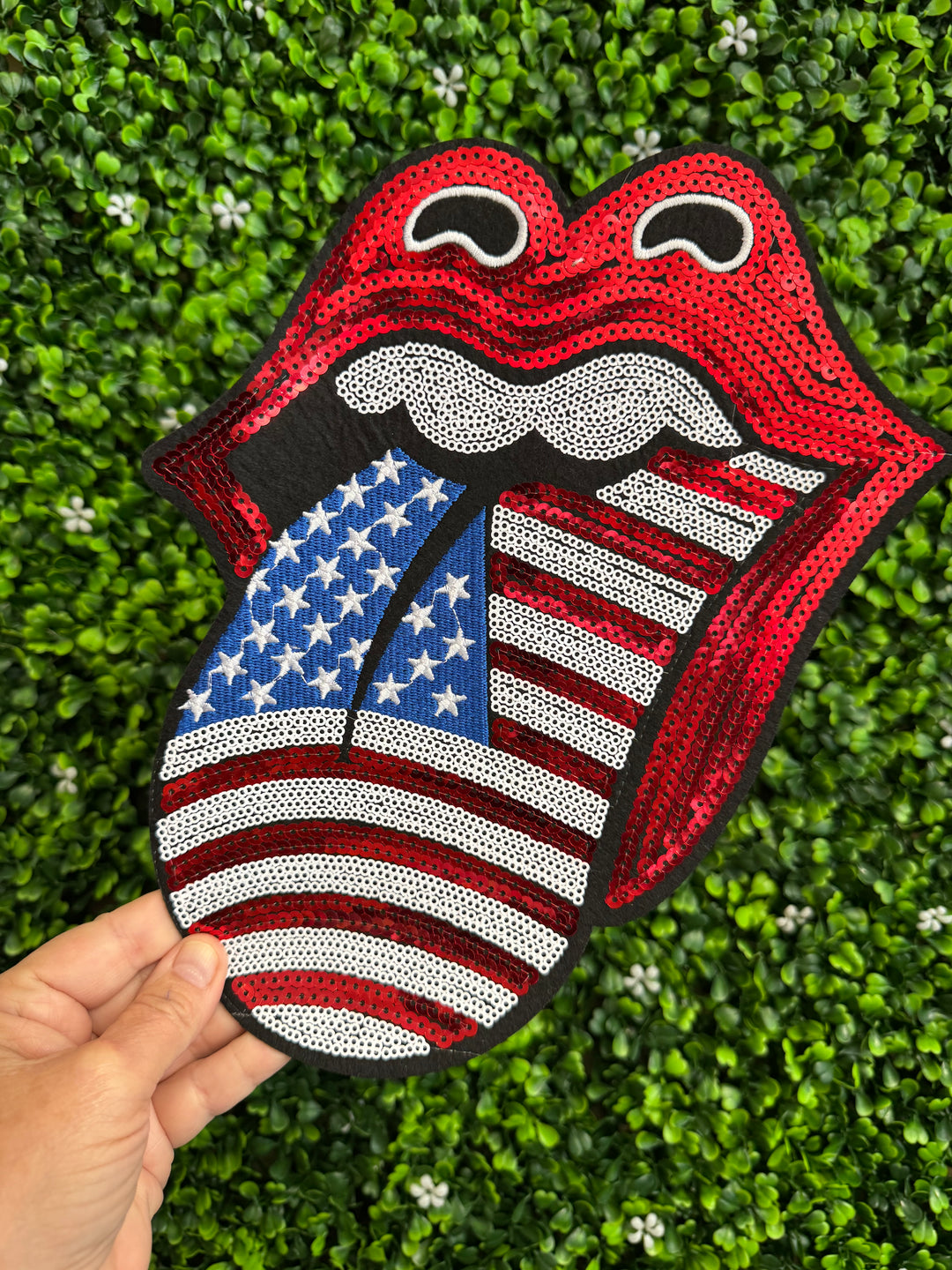 USA Tongue Sequins Patch