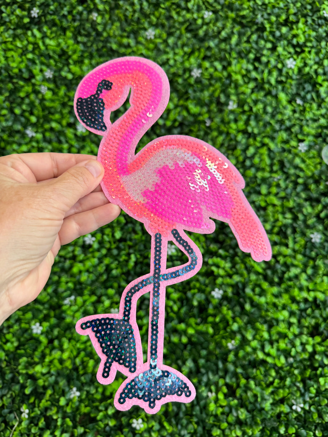 Flamingo Glitter & Sequins Patch