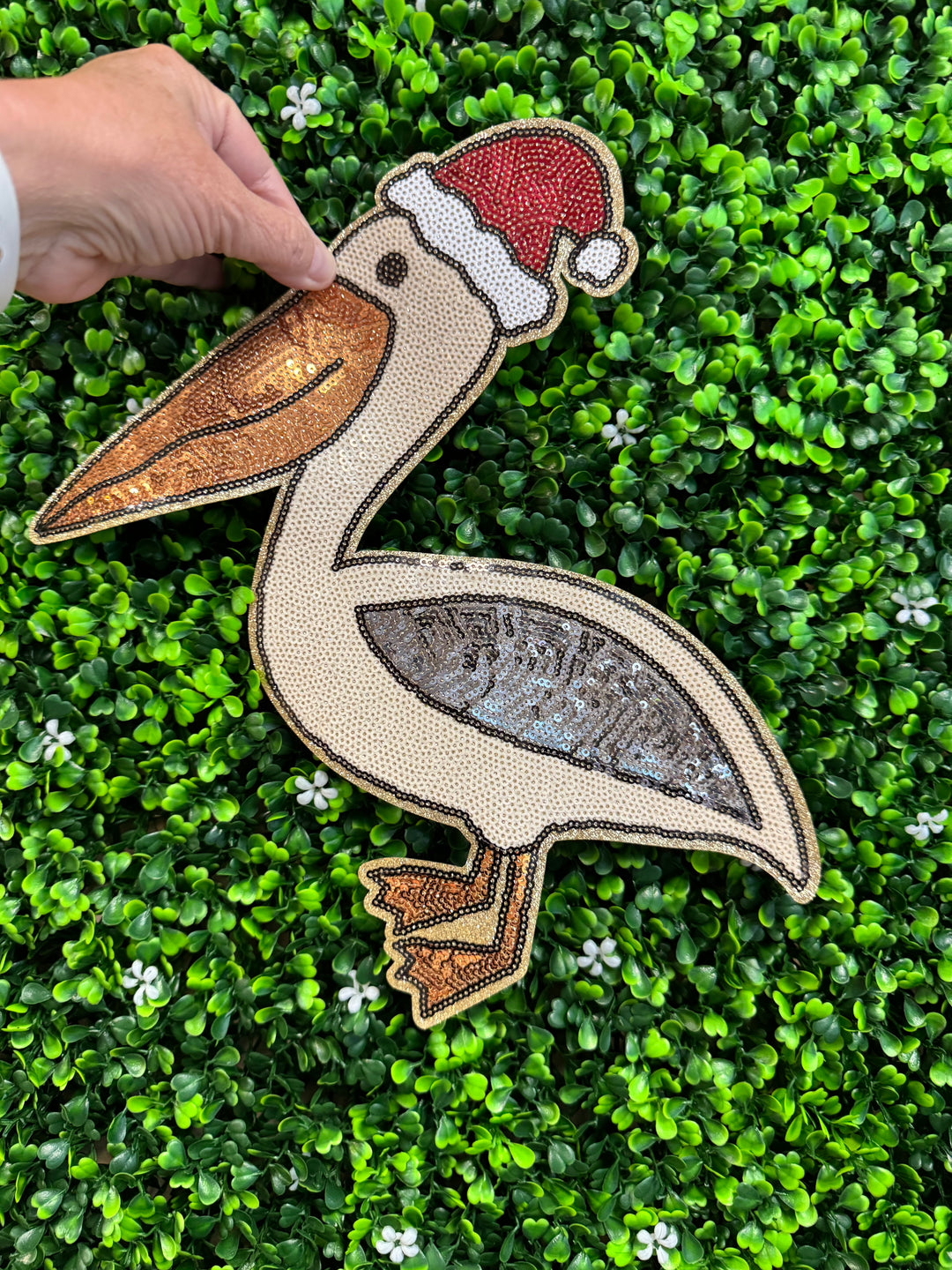 Christmas Pelican Glitter & Sequin Patch