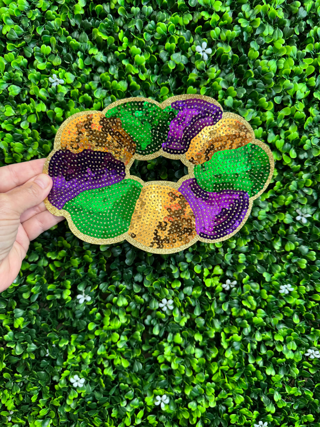 Mardi Gras 8" Youth King Cake Sequins Glitter Patch